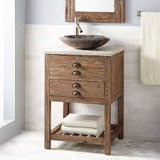 Blue bathroom vanity glass vessel sink with black waterfall mixer faucet combo. 24 Benoist Reclaimed Wood Vessel Sink Vanity Pine Reclaimed Wood Bathroom Vanity Rustic Bathroom Vanities Reclaimed Wood Vanity