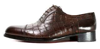 IVAN TROY/Ali Brown Crocodile Print Italian Mens Dress Shoes/Made in Italy/ 