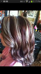 Dark Chocolate Base With Red And Blonde Highlights Long Hair Styles Hair Styles Hair
