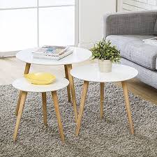 Wood Coffee Table Round Set Of 3 Modern Decor End Side Table Night Stand Table Nesting Corner Table Telep Coffee Table Sofa Snack Table Round Wood Coffee Table