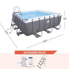 Piscine Hors Sol Tubulaire Carree Passaat 300x300x100cm Coloris Anthracite