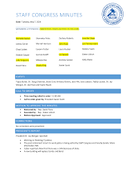 STAFF CONGRESS MINUTES