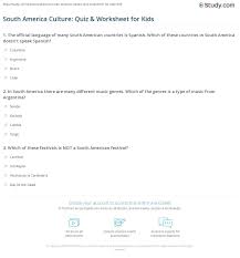 What is the most populous city of south america? South America Culture Quiz Worksheet For Kids Study Com
