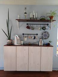 Less Than 13 Deep This Set Of Wall Mounted Ikea Ivar Cabinets Give Us A Coffee Bar And A Ton Of Storage Interiordesig Ikea Ivar Cabinet Ikea Ivar Ikea Kitchen