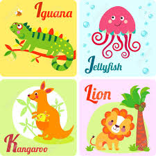 An ideal introduction to the wonderful world of words for . Cute Zoo Alphabet In Vector I J K L Letters Funny Animals For Abc Book Jellyfish Iguana Kangaroo Lion Royalty Free Cliparts Vectors And Stock Illustration Image 46373038