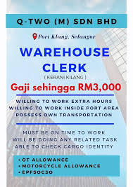 Portal kerjaya kerja kosong terkini hanya menyiarkan maklumat kekosongan jawatan untuk memudahkan anda membuat permohonan. Maukerja A Twitter Kerja Kosong Kemasukan Segera Mohon Sini Https T Co Svvychsjlu Warehouse Clerk Kerani Kilang Full Time Syarikat Q Two M Sdn Bhd Lokasi Port Klang Selangor Rm1 200 Rm3 000 Elaun Ot