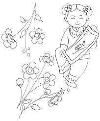 coloriage sur la chine petite chinoise au cerisier coloriages tete a modeler livre monstre pompier fille