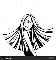 Black And White Rocks Clipart Stock Vector Vector Black And White Fashion Illustration Beautiful Young Woman With Long Flowing Straight Hair 99661316 Jpg Old Art Figure Drawing Illustration