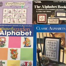 Lot Of 4 Counted Cross Stitch Pattern Chart Alphabet Abc