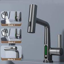 NovaCascade Luxury Smart Waterfall Faucet with Temperature Display - Grey Technologies