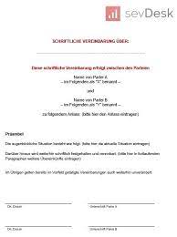 Schriftliche Vereinbarung Vorlage Vereinbarung Vorlagen Word Vorlagen