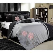 Black And Grey Bedding Sets 12pc Gardena Grey Pink Dark Grey Luxury Bedding Set Comforter Sets Bedding Sets Bed Comforters