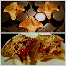 Taco Bowls Use Muffin Pan Upside Down Bake For 10min At 375 400 Yummy Food Food Recipes