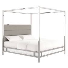 Oversized headboard stands extra chic while brass detailing spotlights clean lines from every angle. Manhattan Canopy Bed With Horizontal Panel Headboard Inspire Q Target