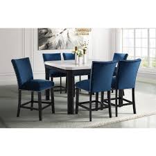 Your current version of internet explorer is out of date. Francesca Counter Height Dining Room Set W Blue Chairs By Elements Furniture Furniturepick