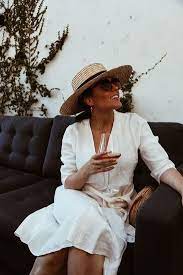 White Linen Dress Straw Boater Hat Fashion Straw Hats Outfit Outfits With Hats