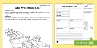 Select from 35641 printable crafts of cartoons, nature, animals, bible and many more. Who Was Bruce Lee Worksheet Worksheet Teacher Made