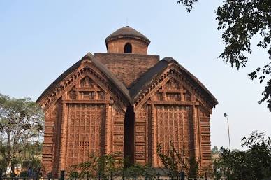 Jor Bangla terracotta temple in Bishnupur, AI generated