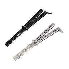 Get it by thursday, jun 10. Amazon Com Butterfly Knife Comb Butterfly Comb Pro Salon Stainless Steel Folding Practice Training Butterfly Style Comb Tool Black Silver Cool Silver Black Butterfly Hair Comb Black Beauty Personal Care