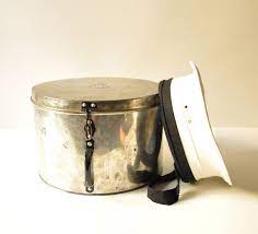 Vintage Greek Navy Metal Hat Box Nautical Military Tin Hat Etsy Vintage Hat Box Metal