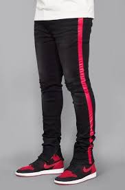 Black And White Striped Jeans Men Striped Track Jeans Black Red Black Pants Men Red Pants Men Mens Pants Fashion
