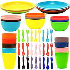 Dinner plates, buffet plates, cake plates, pastry or salad plates. 54 Pcs Plastic Kids Dinnerware Set Of 9 In 9 Assorted Colors Toddler Dining Set Cups Kids Plates Kids Bowls Flatware Set Kids Dishes Set Walmart Com Walmart Com