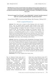 State leve, religious office, assistant rector. Pdf Penerapan Lesson Study Pada Matakuliah Teaching Biology In English Untuk Meningkatkan Kemampuan Berpikir Kritis Dan Literasi Sains Pada Mahasiswa Biologi Fmipa Universitas Negeri Malang