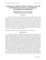 Pdf Adoption Of Mobile Money Services And The Performance Of Small And Medium Enterprises In Zimbabwe