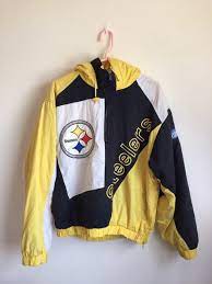 Our ladies pittsburgh steelers outerwear department is stocked with exclusive coats, parkas, fleece and winter puffy jackets for women that will bring nfl style into your winter activities. Vintage Pittsburgh Steelers Jacket Vintage Nfl Team Jacket Etsy