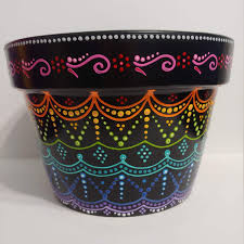 10 hand painted terra cotta flower pot black with etsy painted flower pots terracotta flower pots painted terra cotta flower pots