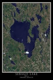 Sebago Lake Maine Satellite Poster Map Maine Camping In