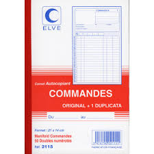 (commerce) liste des commandes en cours d'une entreprise. Commande Carnet Autocopiant Dupli 210 X 140 Mm Elve 2115 Arc Registres
