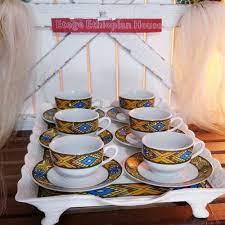 Buy beautifully decorated, trendy, custom and handmade tray coffee set at alibaba.com. Coffee Serving Tray Set Cups Saucers The Habesha Web