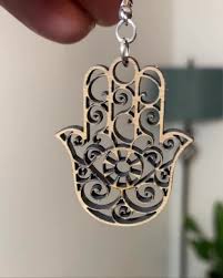 Handmade Wooden Hamsa Hand Earrings