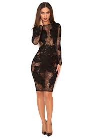 Clothing Glamour Dresses Nolita Black Stretch Lace Long Sleeve Dress Limited Edition Black Gown Dress Glamour Dress Long Sleeve Lace Dress