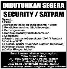 Kembali rumah sakit umum daerah dr darsono kabupaten pacitan mengajak para talenta muda yang berpendidikan minimal sma hingga sarjana untuk mengisi posisi jabatan sebagai tenaga medis maupun non kesehatan. Lowongan Kerja Satpam Security Toko Buku Stabos Bursa Kerja Batam