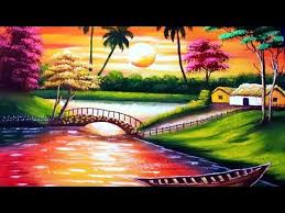 Kosrae village is an award winning eco lodge on the remote island of kosrae micronesia that has plenty of fun in the sun to offer anyone looking to enjoy a slice of paradise. Sunset In A Beautiful Village Sunset Nature Scenery Painting Nature Painting Eas Scenery Paintings Beautiful Scenery Nature Beautiful Paintings Of Nature