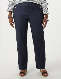 Plus Size Side Button Pull On Trousers Short Dressbarn Plus Size Trousers Clothes