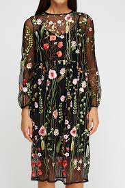 Up to 62 cm, hips: Embroidered Mesh Overlay Dress Just 7