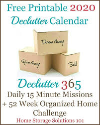 Free 2021 Printable Declutter 365 Calendar 15 Minute Daily Missions Declutter Home Storage Solutions Spring Cleaning Challenge