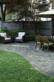Concrete Paver Patio With Outdoor Dining And Sitting Areas Newton Ma Installation By A Yard A Half Landscaping Coo Patio Design Concrete Paver Patio Patio