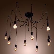 Edison Style 10 Lights Bulb Chandelier Ceiling Light Pendant Lamp Fixture Ceiling Pendant Lights Light Bulb Chandelier Light Bulb Design