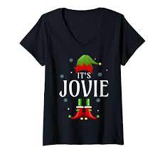 Amazon.com: Womens It's Jovie Elf Funny Personalized Name Christmas Jovie  Xmas V-Neck T-Shirt : Clothing, Shoes & Jewelry