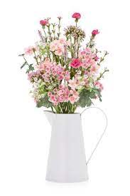 The mosaic vase glitters with different shades of deep colors, with the dominance of vibrant blue. Large Pink Country Mix Jug Artificial Flower Arrangements Artificial Flowers Artifical Flowers