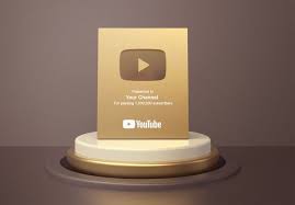 Gold Play Button Youtube On Round Podium Pedestal Mockup In 2020 Gold Play Button Play Button Youtube