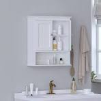 Amazon.co.jp: Home Bathroom Cabinet Wall Mounted with Doors, Wood Hanging  Cabinets, Wall Cabinets with Doors and Shelves Over The Toilet, Bathroom ...