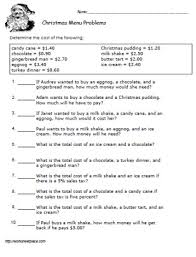 This is a freebie included in this product is 3 different menuslevel 1 whole dollar endingslevel 2 25 50 75. Christmas Menu Addition 2 Worksheets