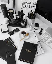 Black And White Office Supplies Coffee Black And White Office Girl School Supplies Office Space Decor