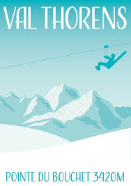 Val Thorens Minimalist Ski Resort Print Vintage Ski Posters Ski Posters Ski Resort