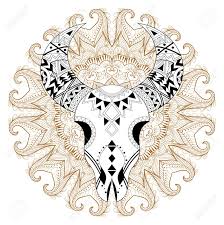 See more ideas about coloring pages, coloring books, adult coloring pages. Stylized Animal Skull On Gypsy Mandala Freehand Vector Ethnic Royalty Free Cliparts Vectors And Stock Illustration Image 64960954